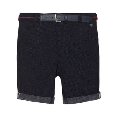 Boys' navy dotted print shorts with belt